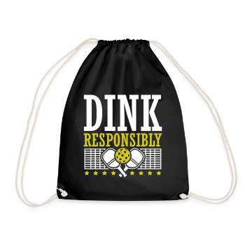 Dink Responsibly Pickleball Paddle Sports Game - Drawstring Bag - black - Front