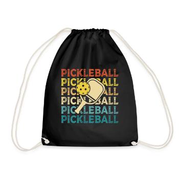 Pickleball Paddle Sports Ball Game Player - Drawstring Bag - black - Front