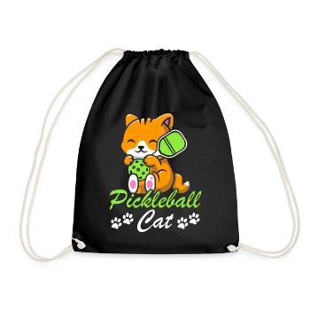 Pickleball Katze Paddel Sport Spiel Spieler - Turnbeutel - Schwarz - Vorne