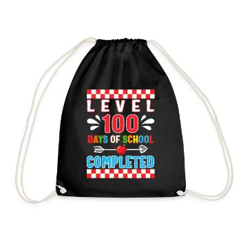 School Shirt, Level 100 Days Of School Completed - Drawstring Bag - black - Front