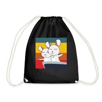 mignon lapin dans la pose du Titanic - Sac de sport léger - noir - Devant