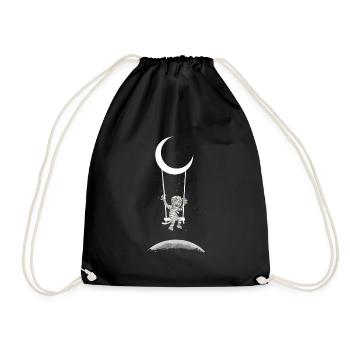 Mumie auf Mond Schaukel Halloween Kostüm - Turnbeutel - Schwarz - Vorne