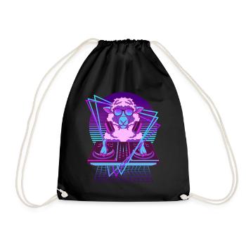 Vaporwave Schaf DJ Pult Schaf - Turnbeutel - Schwarz - Vorne