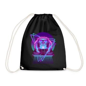 Vaporwave Hedgehog DJ Pult Hedgehog - Turnbeutel - Schwarz - Vorne