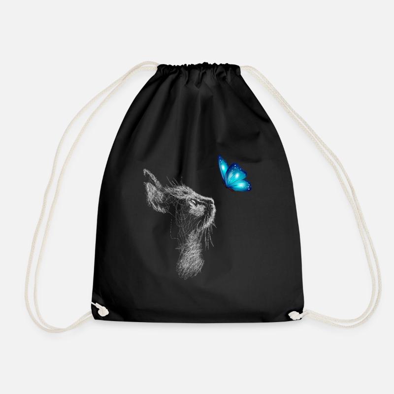 Cat Line Art With Butterfly Cat Drawing Cat - Turnbeutel - Schwarz