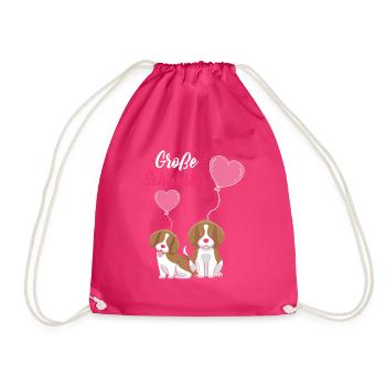Große Schwester 2023 Hund Ballon Herz - Turnbeutel - Fuchsia - Vorne