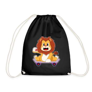 Lion Skater Skateboard - Drawstring Bag - black - Front