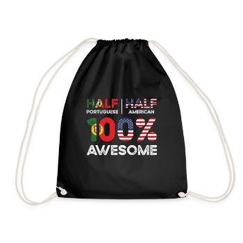 Born Portuguese Portugal American USA Citizenship - Drawstring Bag - black - Front
