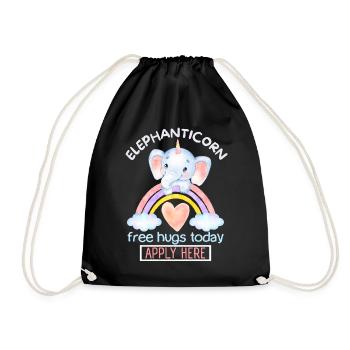 Licorne éléphant, Licorne licorne, Dicton de câlins libres - Sac de sport léger - noir - Devant