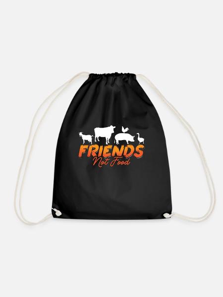Veganism Friends Not Food PLant Based Vegan Lover - Turnbeutel - Schwarz