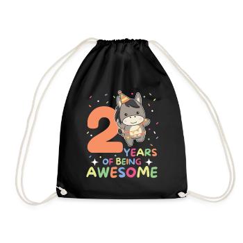 Esel zum 2. Geburtstag Kinder zwei Jahre alt - Turnbeutel - Schwarz - Vorne