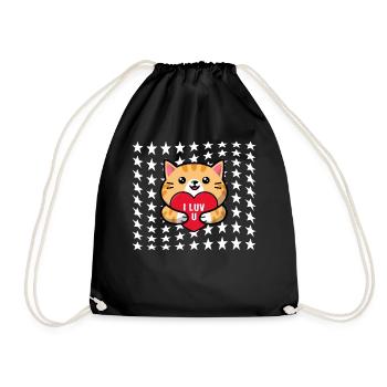 Chemise de Saint-Valentin, I Luv U Mignon Cœur de chat - Sac de sport léger - noir - Devant