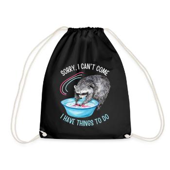 Raccoon motif, funny saying, washing bears - Drawstring Bag - black - Front
