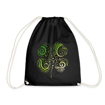 Four Leaf Clover Ornaments Logo For St Patricks - Turnbeutel - Schwarz - Vorne