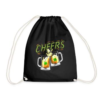 Cheers With Beers And Shamrock For St Patricks Day - Turnbeutel - Schwarz - Vorne
