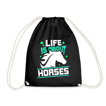 Life consists of horses horse riding - Drawstring Bag - black - Front