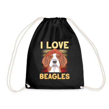 Ich Liebe Beagles Liebhaber Beagle Hund Welpe - Turnbeutel - Schwarz - Vorne