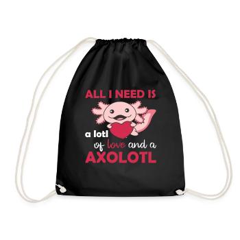 Axolotl pour la Saint-Valentin animaux mignons pour les enfants - Sac de sport léger - noir - Devant