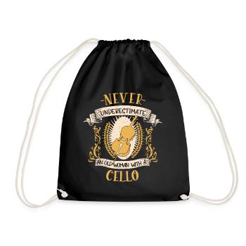 Cello Musikerin Streichinstrument Geschenk - Turnbeutel - Schwarz - Vorne