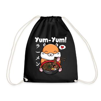 Yum Yum Japan Anime Ramen Nudel Hamster - Turnbeutel - Schwarz - Vorne