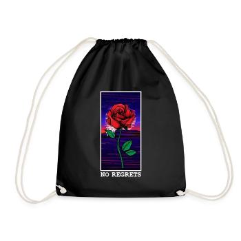 Vaporwave Rose No Regrets Floral Flower Rose - Drawstring Bag - black - Front