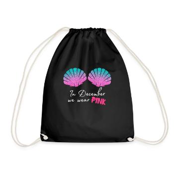 In December We Wear Pink Breast Cancer - Drawstring Bag - black - Front