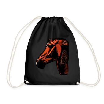 Horse Animal Motif - Drawstring Bag - black - Front