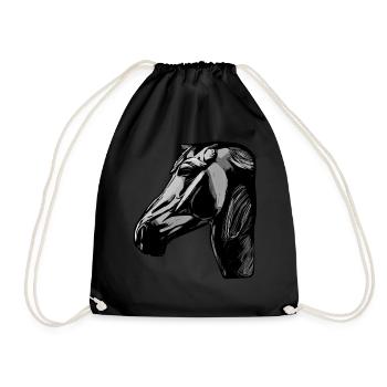 Horse Animal Motif - Drawstring Bag - black - Front