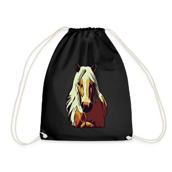 Horse Animal Motif - Drawstring Bag - black - Front