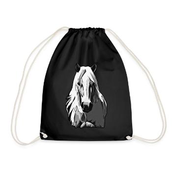 Horse Animal Motif - Drawstring Bag - black - Front
