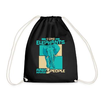 Elephant Animal Elephant Zoo - Drawstring Bag - black - Front