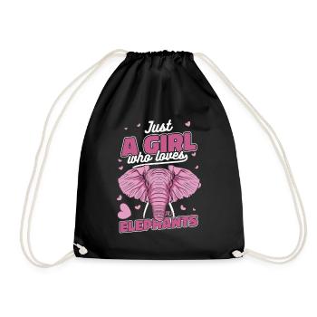 Elephant Animal Elephant Zoo - Drawstring Bag - black - Front