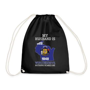 Nothing Scares Me Wisconsinite Husband Wisconsin - Drawstring Bag - black - Front