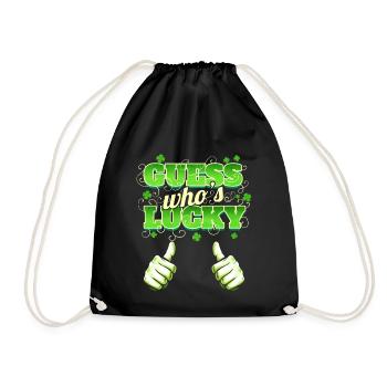 Two Thumps Showing Guess Who's Lucky On St - Drawstring Bag - black - Front