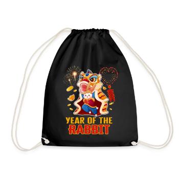 Chinese Zodiac Shirt, Year Of The Rabbit Dragon - Drawstring Bag - black - Front