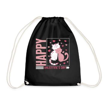 Chemise de Saint-Valentin, Cœur de couple de chat Valentines - Sac de sport léger - noir - Devant