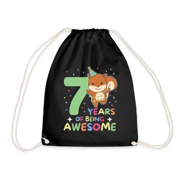 Squirrel for 7th birthday children seven years - Drawstring Bag - black - Front