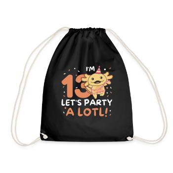 13th Birthday Axolotl Thirteen Years Sweet Axolotls - Drawstring Bag - black - Front
