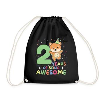 Shiba Inu pour les enfants de 2ème anniversaire de deux ans - Sac de sport léger - noir - Devant