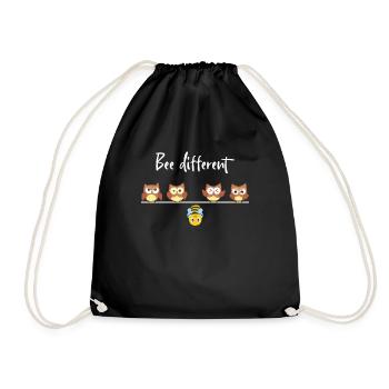 Bee Different Autism Hanging Bee With Owl Bee - Drawstring Bag - black - Front