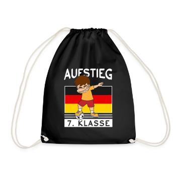 Fußball Einschulung Aufstieg 7. Klasse Schulkind - Turnbeutel - Schwarz - Vorne
