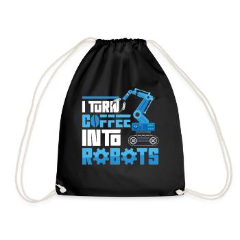 Robot Robotics Engineer Coffee I - Drawstring Bag - black - Front