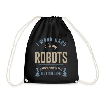 Robot Robotics Engineer I Work - Drawstring Bag - black - Front