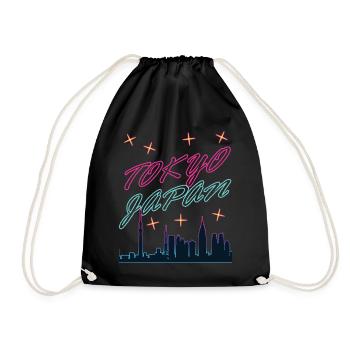 Japan Tokyo Japanese Retro Synthwave - Drawstring Bag - black - Front