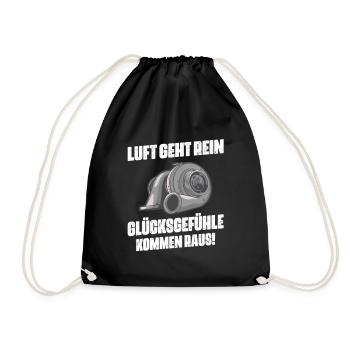 Luft geht rein Glücksgefühle kommen raus! - Turnbeutel - Schwarz - Vorne