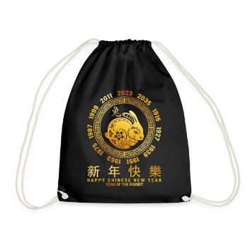 Chemise du zodiaque chinois, 2023 année du lapin - Sac de sport léger - noir - Devant