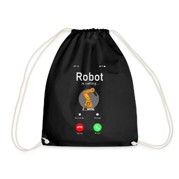 Robot Robotics Engineer Phone - Drawstring Bag - black - Front