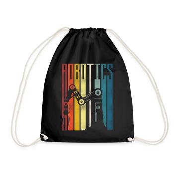Robot Robotics Engineer Retro - Drawstring Bag - black - Front