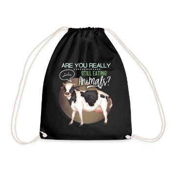 Végétalien, végétarien drôle de dicton avec la vache - Sac de sport léger - noir - Devant