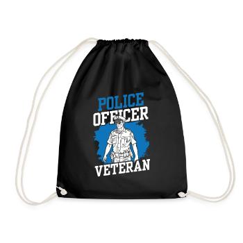 Police Officer Veteran Police Policeman Pension - Drawstring Bag - black - Front